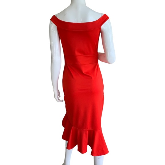 CBR RED OFF SHOULDER MERMAID FISHTAIL RUFFLE PARTY DRESS. WOMEN’S SIZE L… - Picture 2 of 10